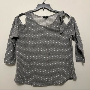 Lane‎ Bryant Women's Plus Size 18/20 Gray Polka Dot Cold Shoulder Sweater